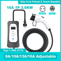 type1type2 16a 240v 3 84kw single phase portable ev charger cable adjustable electric vehicle charging suit for all ev car