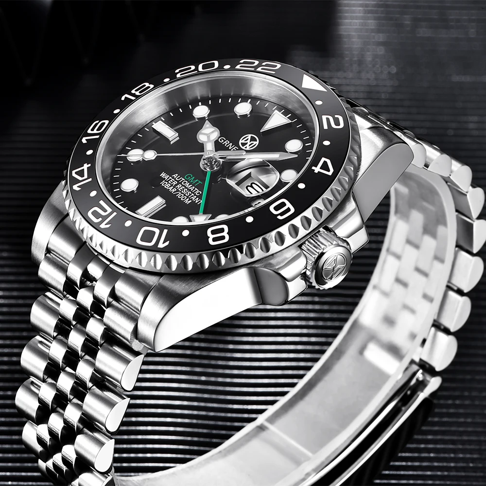 

PAGRNE DESIGN 40MM Fashion Casual Series Men GMT Mechanical Wristwatch 10BAR Sapphire Glass Men Automatic Wristwatch PAGANI