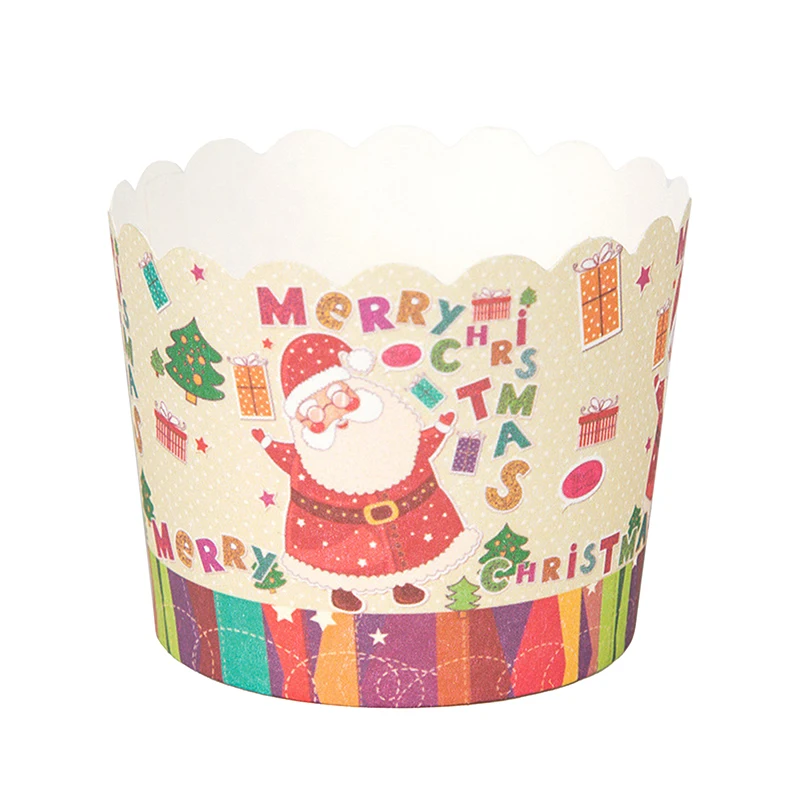 

50Pcs Christmas Muffin Cake Cup Snowman Santa Claus Elk Cupcake Wrapper Toppers For New Year Xmas Party Cake Baking Decor Tools
