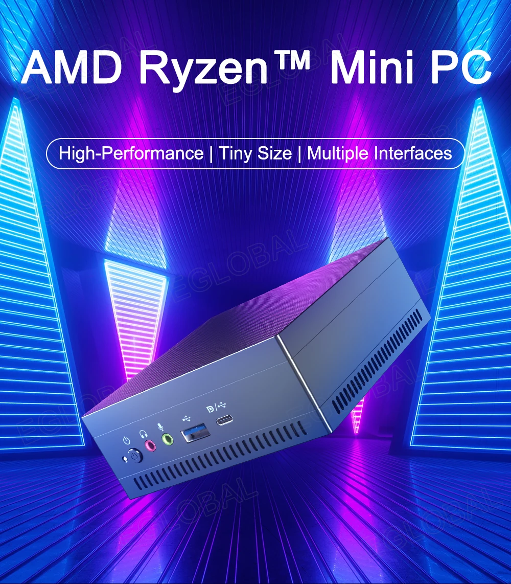

Eglobal Gaming Computer AMD Ryzen 7 3750H 2700U Win11 Mini pc 2*DDR4 M.2 NVMe 3*4K Type-c HDMI2.0 Gamer Linux