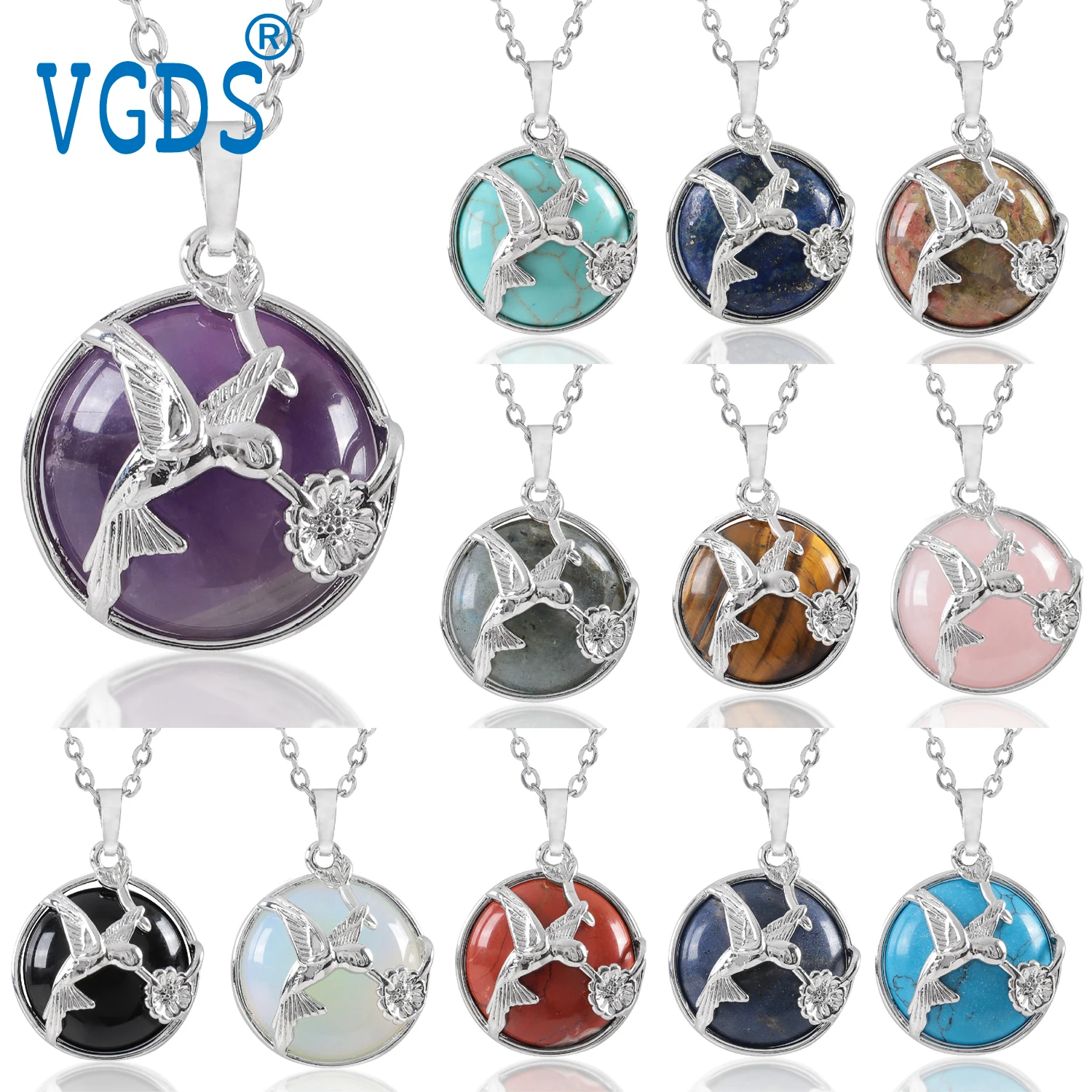 

Auspicious Change The Luck Reiki Natural Crystal Gemstone Round Magpie Pendants Charms Fashion Jewelry Gifts Necklace For Women