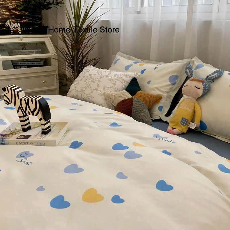 

Cute heart-shaped bedding, single flower down duvet cover, suitable for girls, boys, decoration, bedroom, soft linen, single and