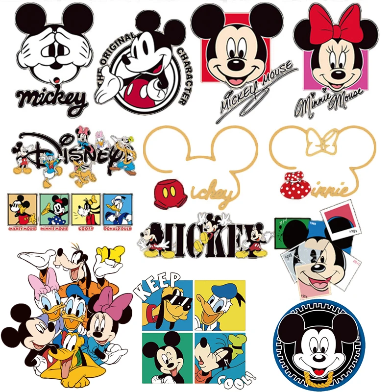 

Mickey Mouse Ironing Patches Disney Minnie Hot Transfers Clothing Patch Cartoon DIY Sewing Clothes Bag Decration Sticker Gifts