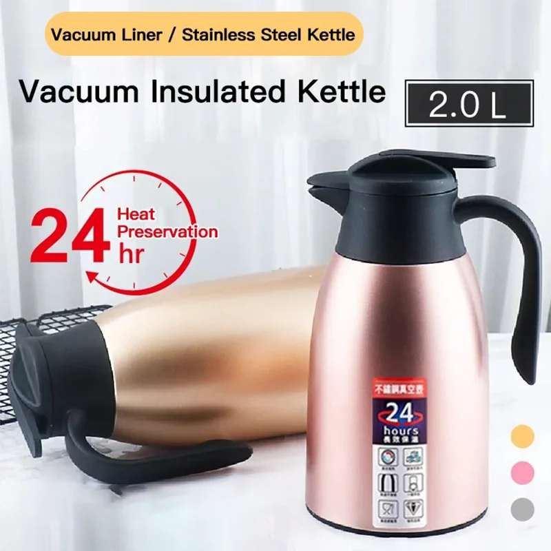 

2L Large Stainless Steel Water Pot Kettle Vacuum Flasks Insulation Thermos Office Coffee Thermal Warm Bottles Keep Hot Jugs