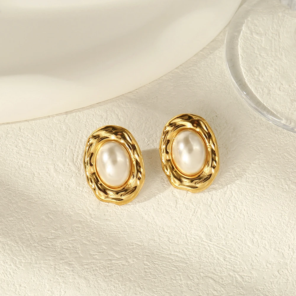 Joya Love роскошные овальные серьги из нержавеющей стали с встроенным жемчугом