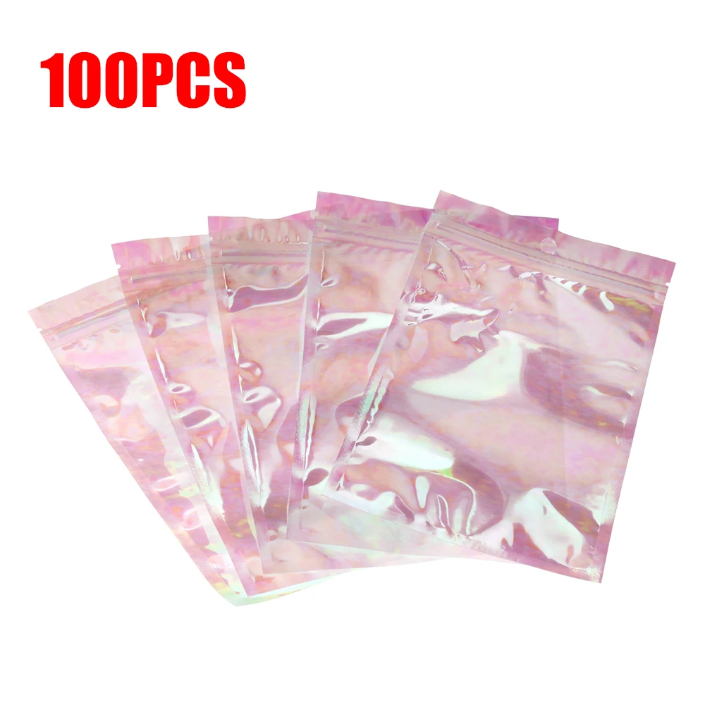

100PCS Transparent Symphony Ziplock Bag Symphony Flashing Aluminum Foil Storage Bags Candy Tea Leaf Cosmetic Packaging Bags
