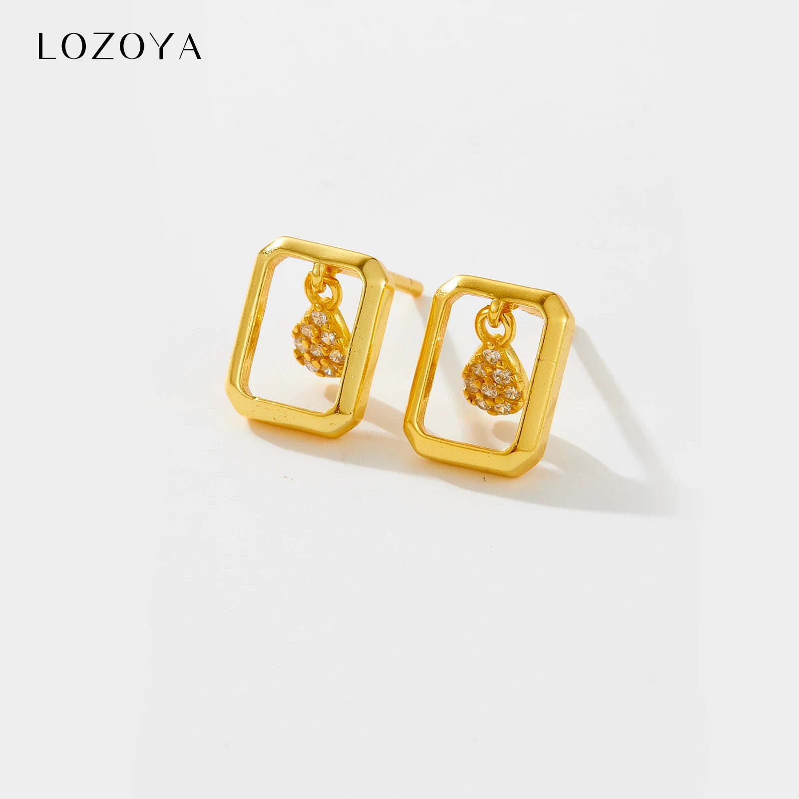 Женские серьги-гвоздики LOZOYA из стерлингового серебра 925 пробы с асимметричным