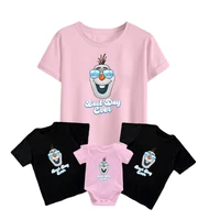 new disney o neck t shirt kawaii olaf with sunglasses kids short sleeve baby romper family match unisex adult simple summer