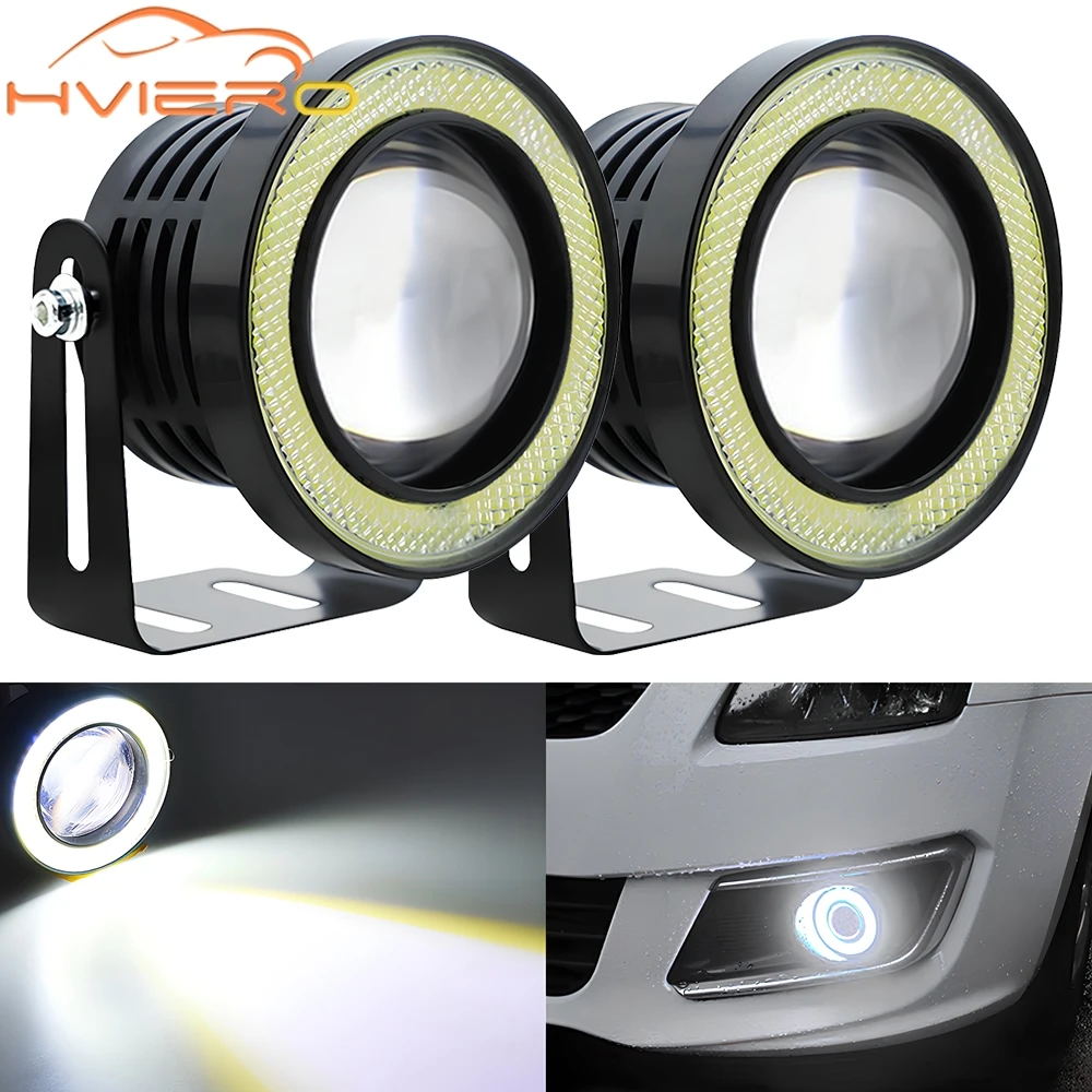 2X30 Вт Автомобильные Противотуманные Фары DRL COB ангельские Глазки 64/76/89 Мм