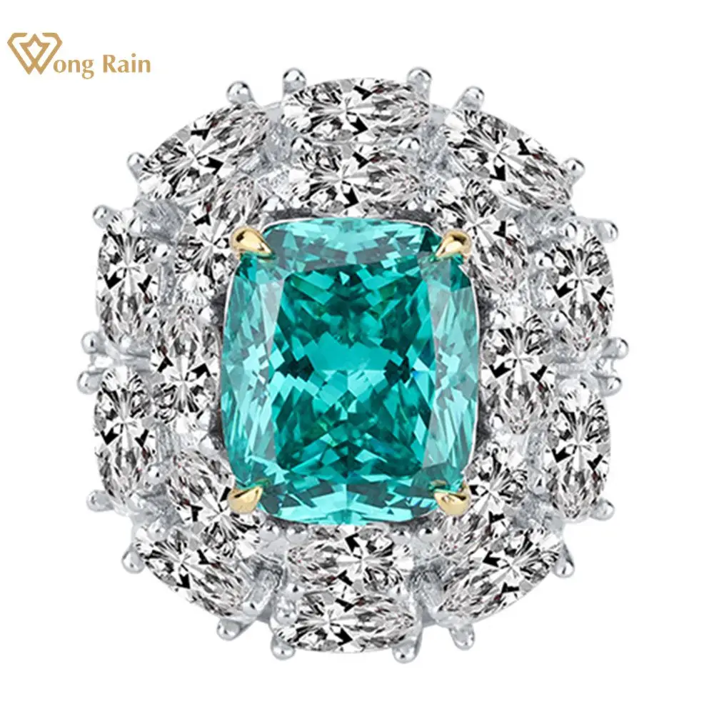 

Wong Rain 925 Sterling Silver Crushed Ice Cut Paraiba Emerald High Carbon Diamonds Gemstone Wedding Ring Fine Jewelry Wholesale