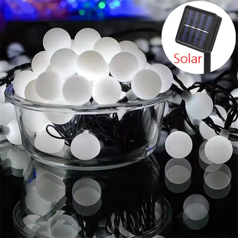 

12m LED Ball Garland Fairy Lights String Waterproof Outdoor Lamp Christmas Lights Party Holiday Solar Light Outdoors Decoration