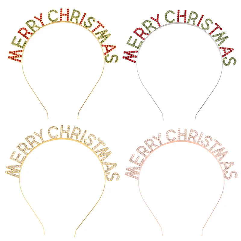 

Merry Christmas Headbands Xmas Hair Hoops Costumes Holiday Party Tiara Letter Headdress for Women Girls