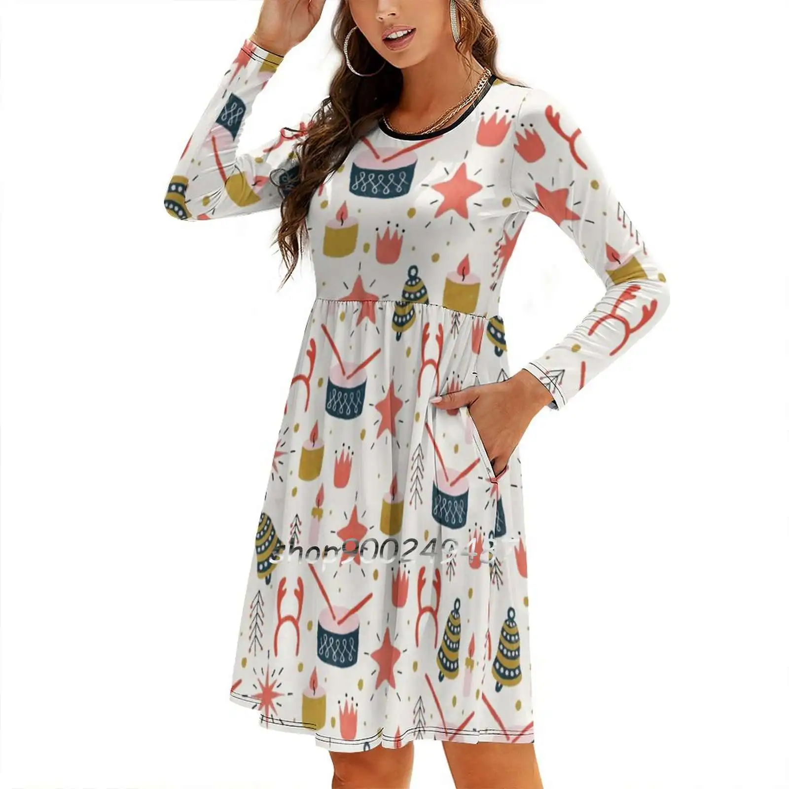 Рождество с игрушками Вечерние платья Миди Сексуальное платье Женское милое