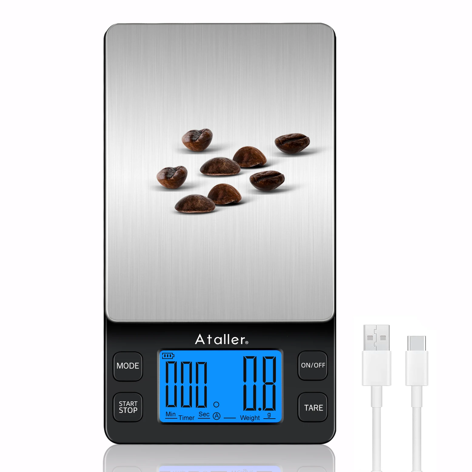 Миниатюрные кофейные весы Ataller с таймером перезаряжаемые по USB для эспрессо