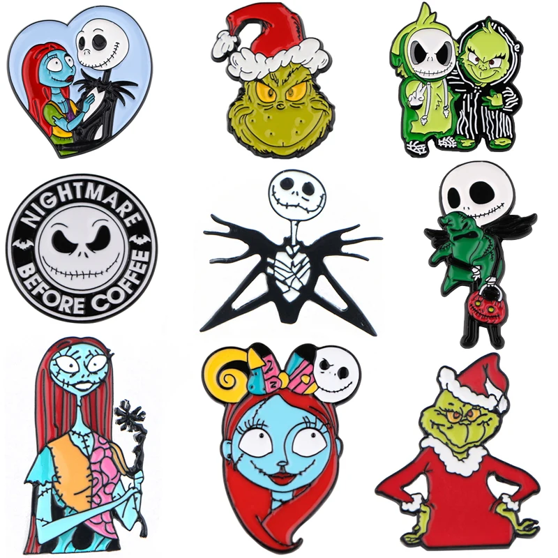 Эмалированная заколка для лацканов Кошмар перед Рождеством Значки шляп
