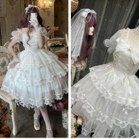 coolfel summer gothic white princess lolita dress women vintage lace flower wedding party fairy dress vintage victorian dress