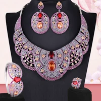 missvikki luxury gorgeous 4pcs trendy sparkling big necklace bangle earrings ring jewelry sets for women wedding christmas gift