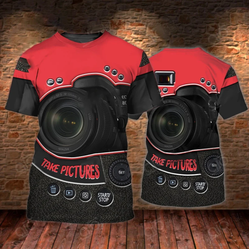 

2023 summer fashion camera pattern 3D printing men's T-shirt oversized T-shirt loose comfortable quick drying top Men clothing
