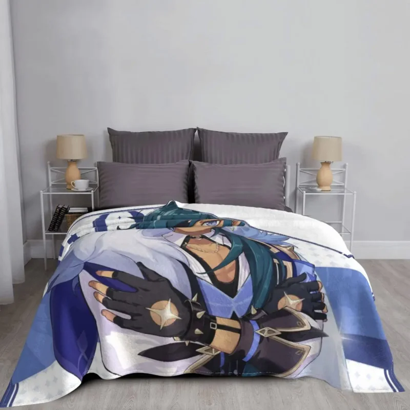 Одеяло Genshin Impact Kaeya флисовое осенне-зимнее переносное легкое одеяло в стиле аниме