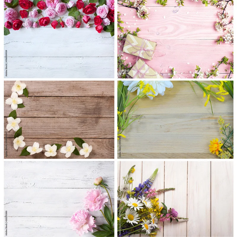 

SHUOZHIKE Art Fabric Photography Backdrops Props Flower Wood Planks Photo Studio Background HBB-03