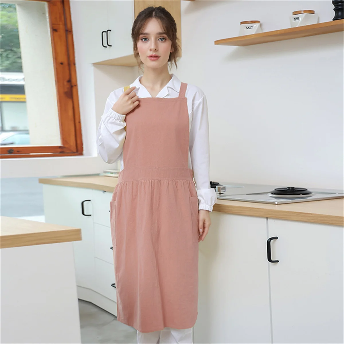 Регулируемый фартук для приготовления пищи унисекс бытовой однотонный