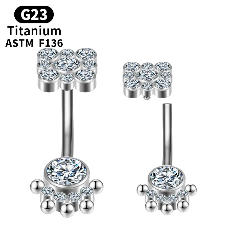 

Titanium Zircon Piercing belly button Sexy cartilage F136 septum Helix Fashion Body Jewelry flower Women Industrial punching
