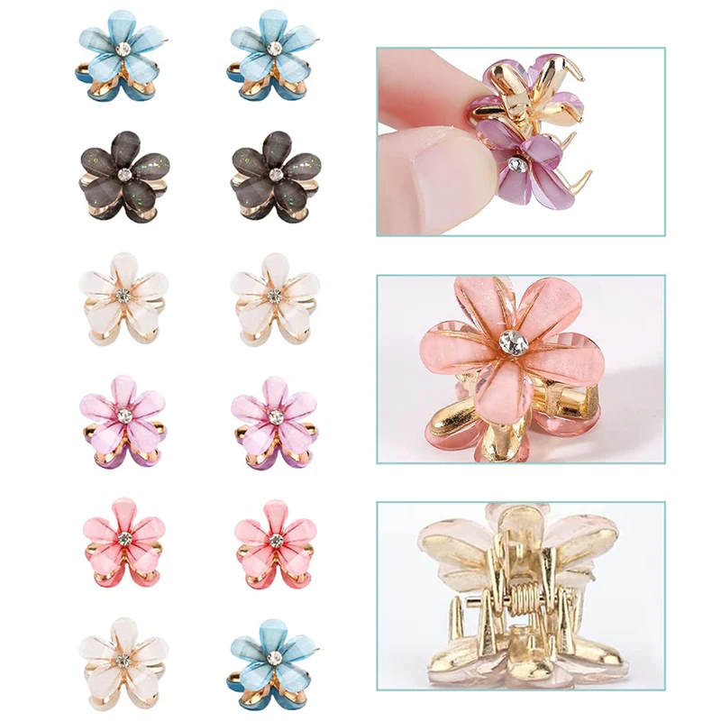 

12pcs/set Color Hair Clips Girls Cute Small Hairpin Girls Exquisite Metal Flower Hair Clips Hair Accessories For Women Ladies