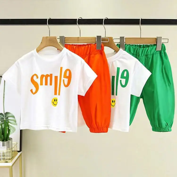 

Boys Summer Suit 2022 Baby T-shirt + Pants Two Piece Girls Short Sleeve Costumes for Kids Casual Outfits Boy Clothing Set