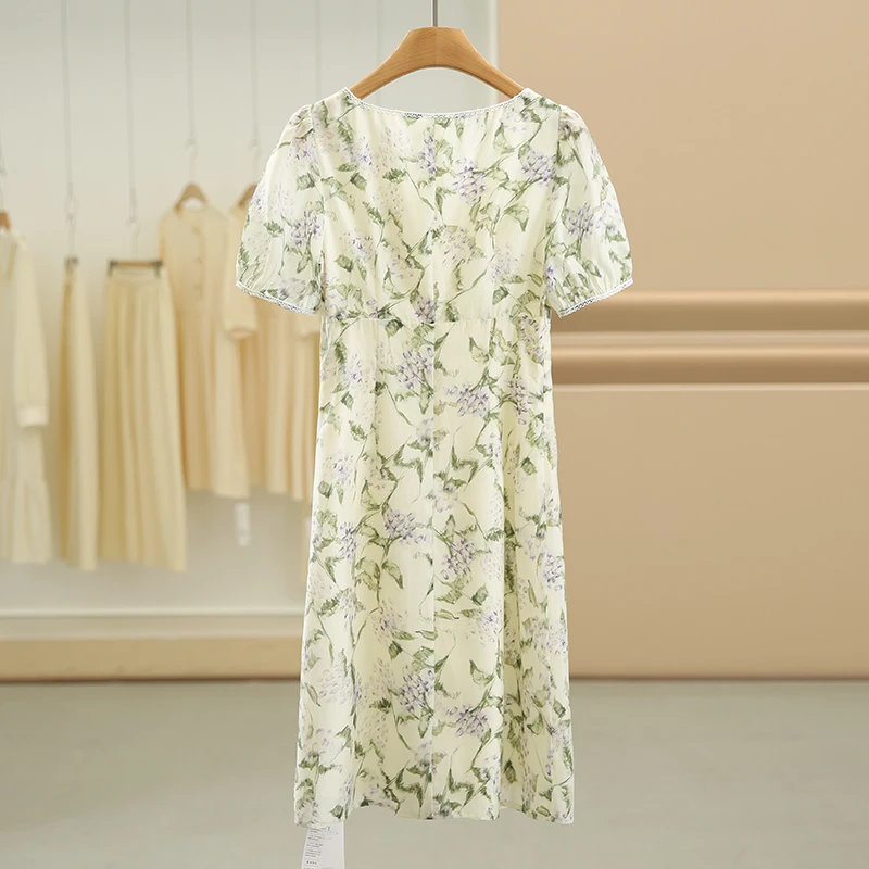 Платье с квадратным вырезом пышными рукавами и цветочным рисунком лето 599