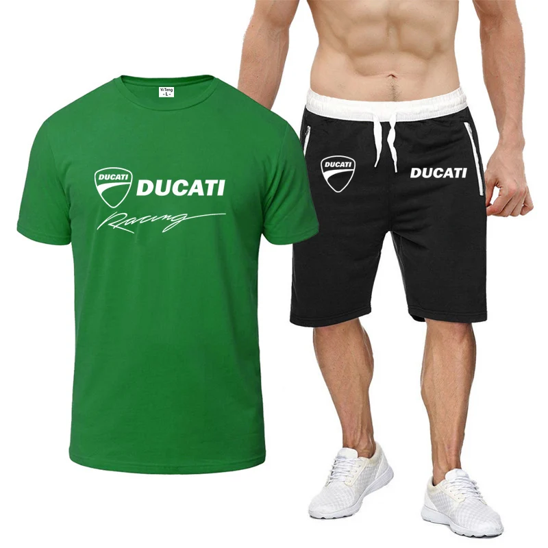 

2022 Ducati New Men Popular T-Shirt Shorts Male Cotton Harajuku Tops Handsome Print Sport Elegant Tees Comfortable Suit