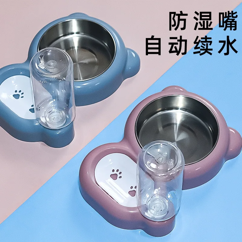 

Двойная чаша миска для кота, собаки, автоматическая чаша для питьевой воды с защитой от влаги, утолщенная чаша для домашних животных