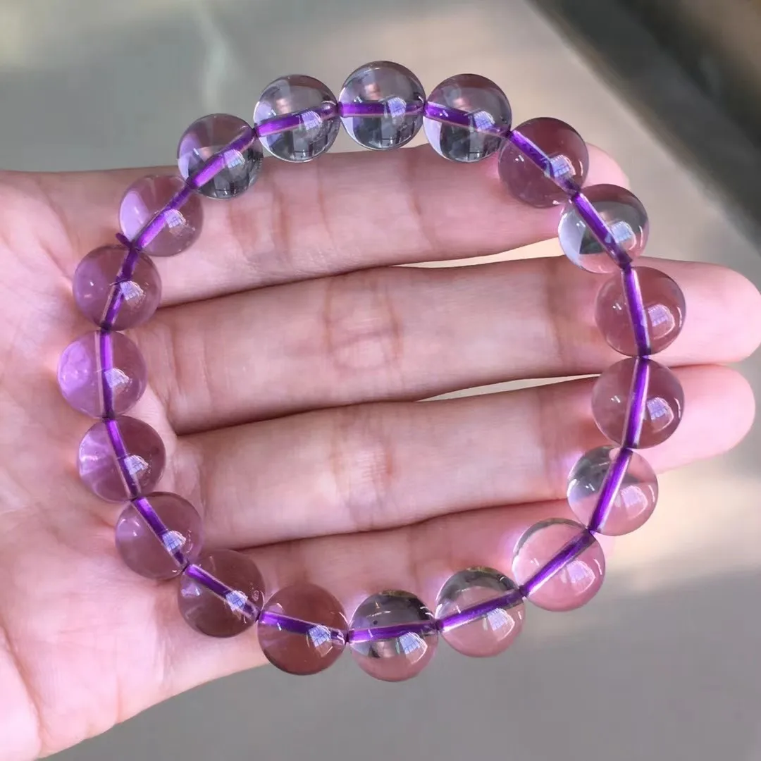 

10mm Natural Purple Amethyst Stone Bracelet For Women Lady Man Love Luck Gift Crystal Clear Round Beads Strands Jewelry AAAAA