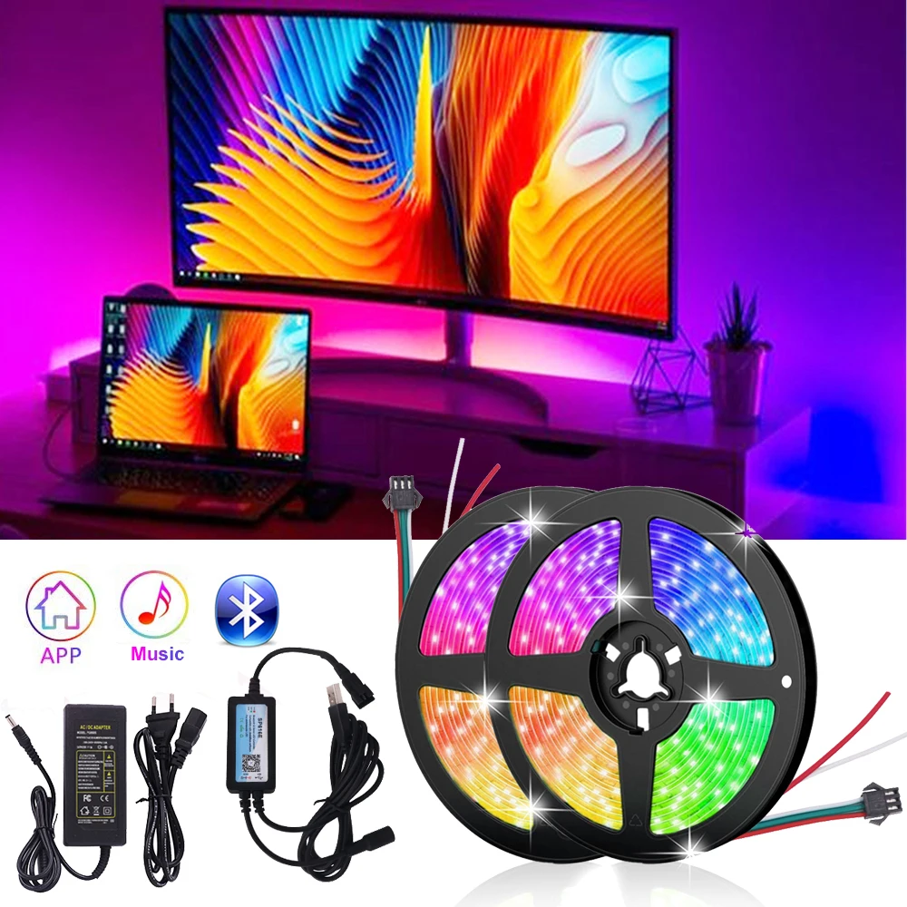 

Ambient TV Backlight 5V WS2812B USB LED Strip Light 5050 RGB Dream Color Desktop PC Screen Background Lighting for IOS Android