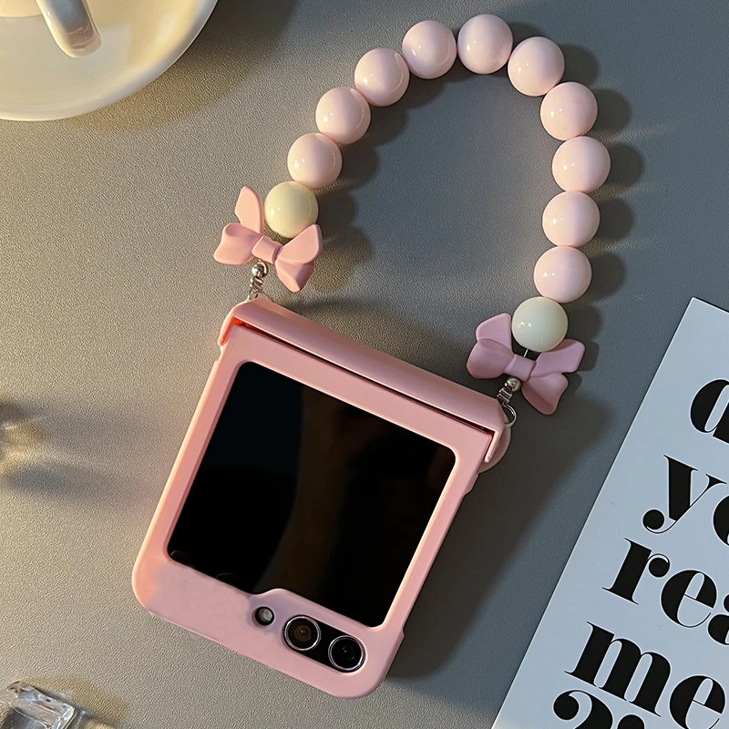 Для Motorola Moto Razr 40 50 Raz Ultra Plus 2023 2024 роскошный розовый браслет с бусинами и цепочкой