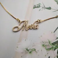 Crystal 18k Gold Plated Name Necklace Custom Bling Full Zircon Nameplate  Necklace S925 Name Pendent Jewelry for Women Gifts