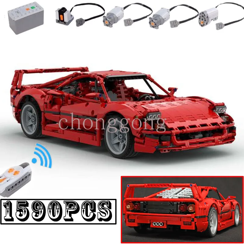 

2022 NEW F40 1:10 Scale RC Working V8 Engine Supercar Model Building Block Remote Assembly Toy Model Boy's DIY Birthday Gifts