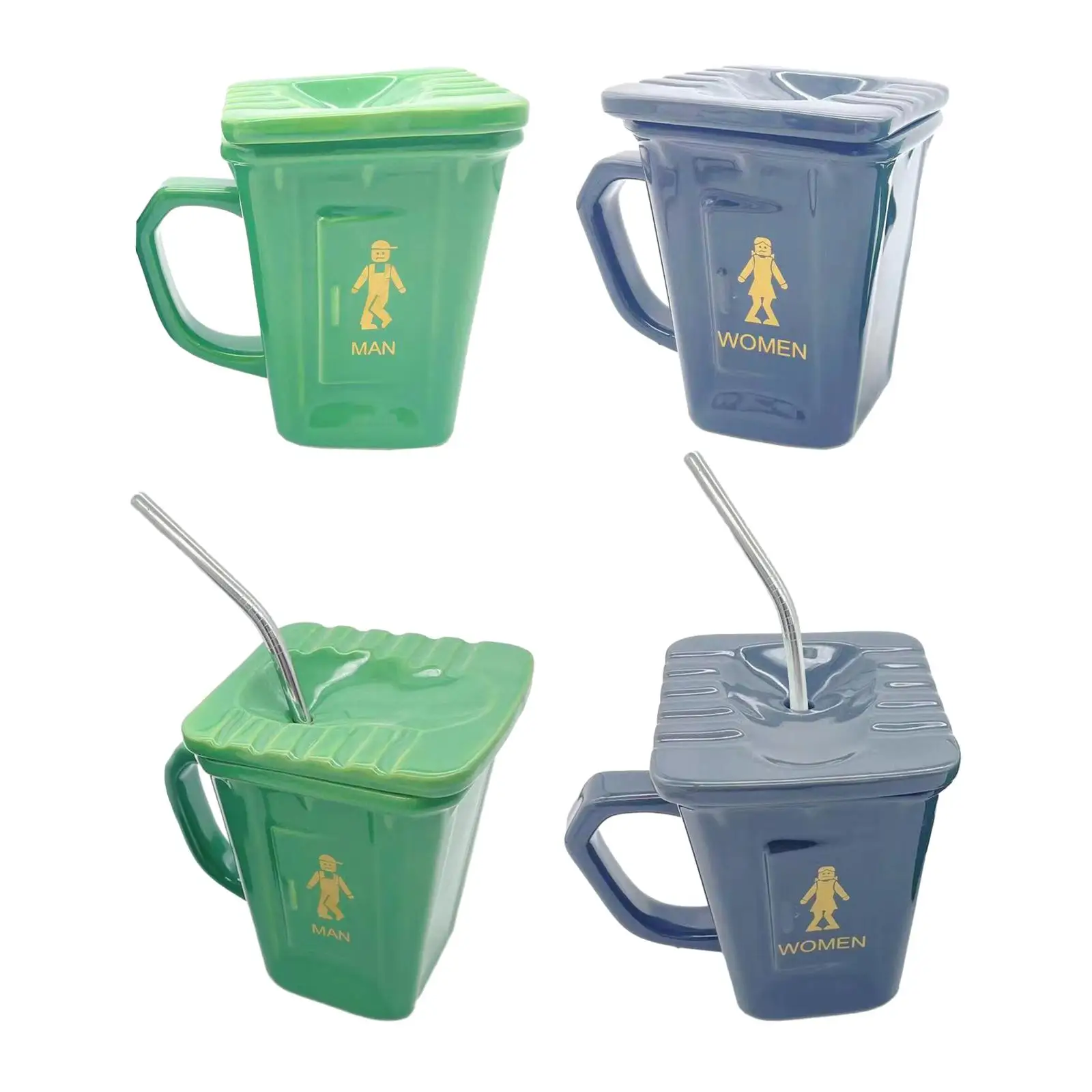 Novelty Coffee Mug Comfortable Handle for Outdoor Camping Friends Gifts Water Bottle 350ml Drinking Cup Squatting Pan Design