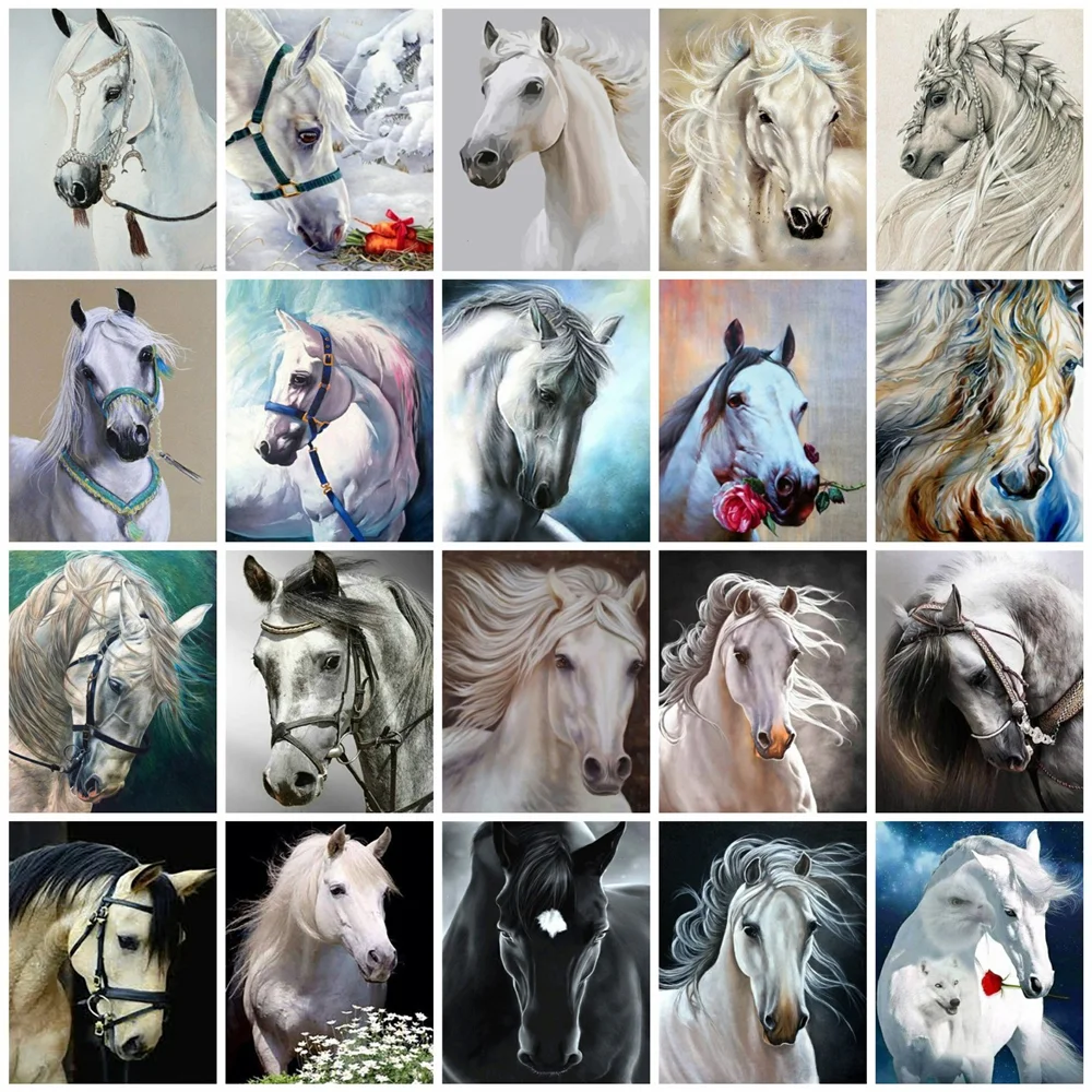 

Huacan 5d Diy Diamond Painting Full Drill Horse Home Decoration Embroidery Cross Stitch Animal Mosaic Wall Sticker