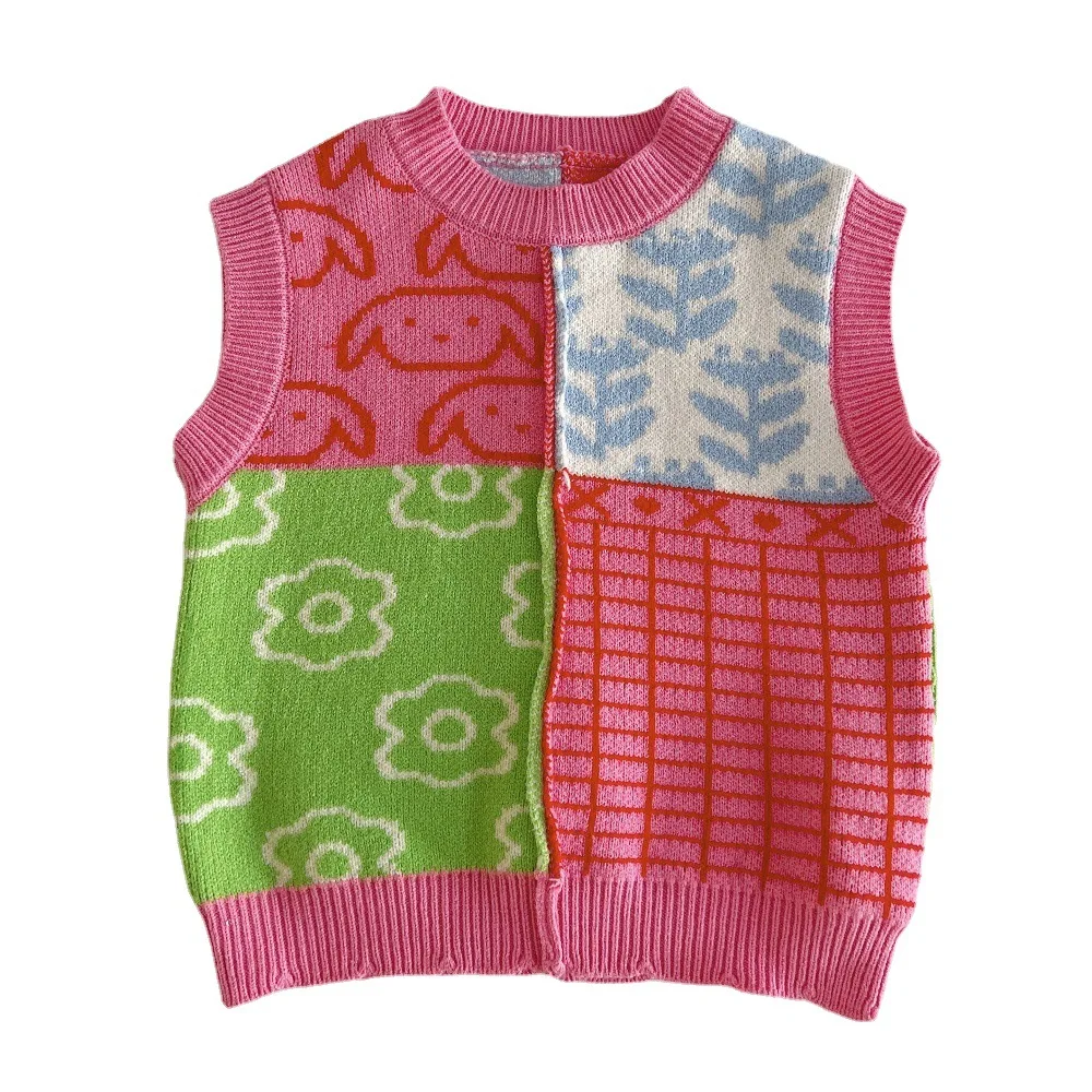 

2022 New Spring Kids Clothing Girls Sweaters Kids Vests and Sweaters Luxury All-match Simple Style Boutique Kids Clothing