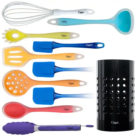 

Lovely Multicolor All-In-One Silicone Utensil Kitchen Cooking Set for Home Use, Practical and Durable.