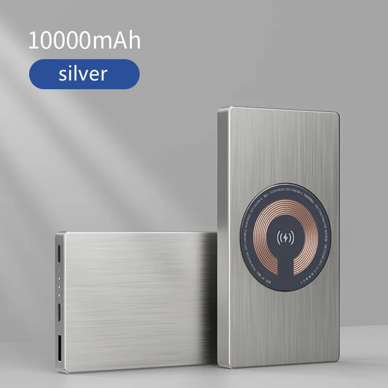 

NEW 10000mAh Aluminum Shell Portable Magnetic Wireless Power Bank 15W Fast Charger For Iphone13 12ProMax Phone External Battery