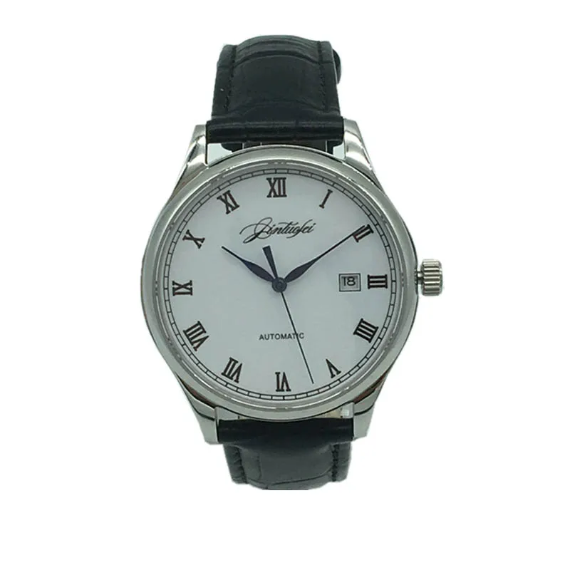

40mm Enamel Porcelain Dial Automatic Mechanical Watch Miyota Movement Waterproof Calendar Sapphire Glass Men's Mechanical Watch