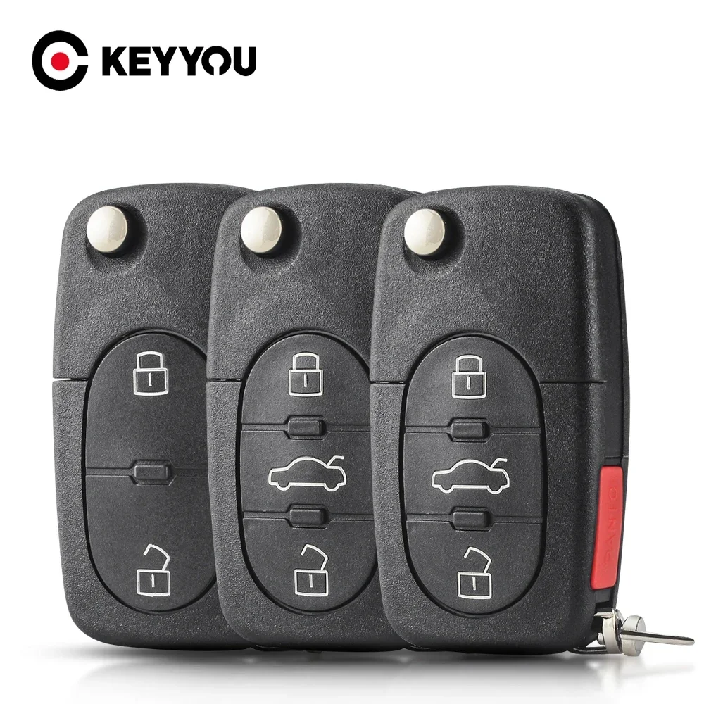 KEYYOU 2 шт. для Audi A2 A3 A4 A6 A8 B5 RS4 TT 1994-2004 Quattro флип-чехол дистанционного ключа