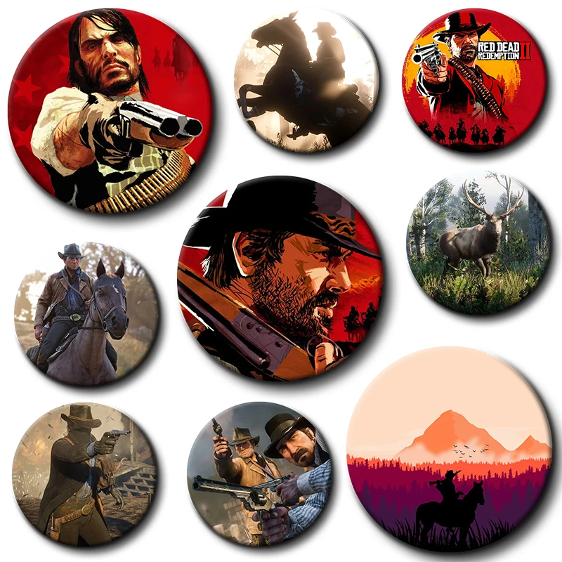 58 мм аниме Red Dead Redemption 2 булавки жесть значок мультяшный персонаж броши для