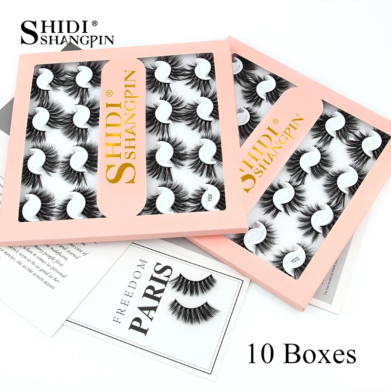 10 Boxes False Eyelashes 3D Faux Mink Lashes Natural Look Wispy Fake Eye Lash Fluffy Volume Faux Cils Extension Makeup Tools