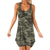 plus size s 8xl camouflage womens dress casual u neck sleeveless dress a line skirt beach dress party dress racer back dress