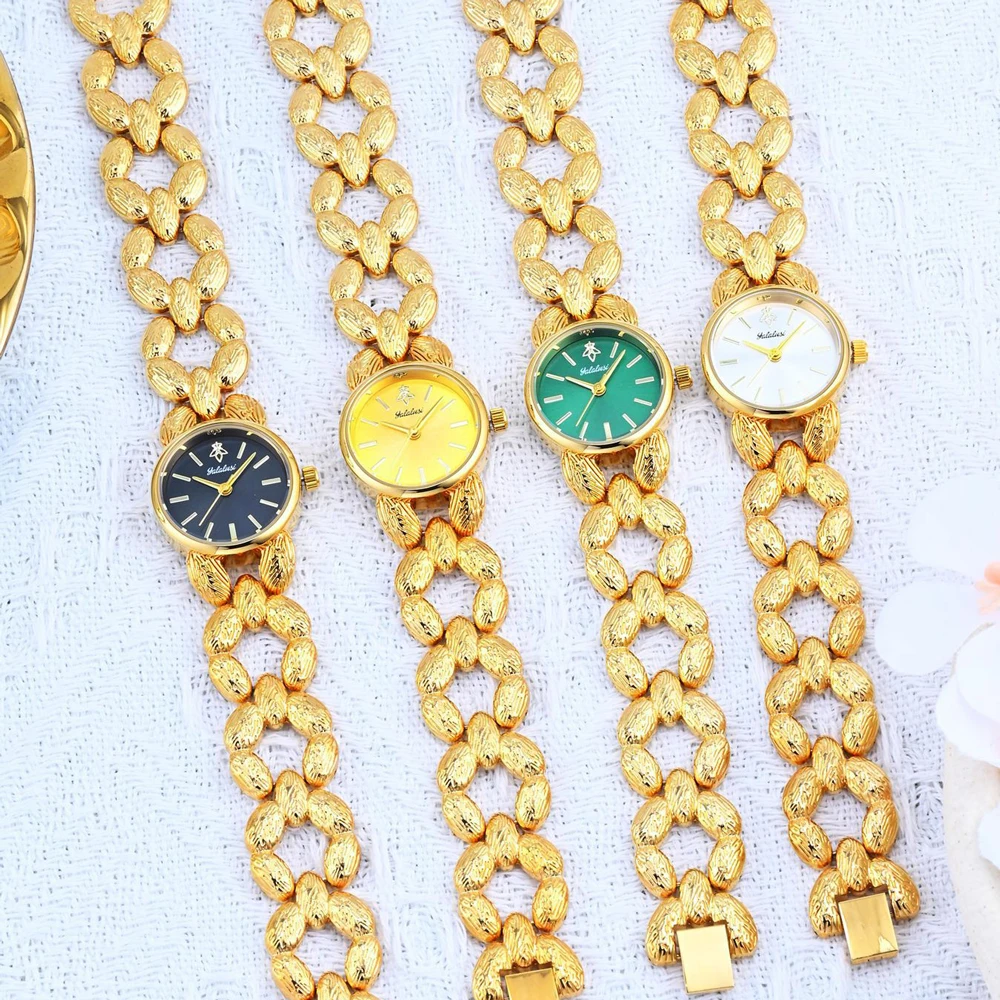 Фото Наручные часы Yalalusi Golden Quartz: модные браслетные часы для женщин, роскошные женские часы, подарок, новинка 2026 года №4