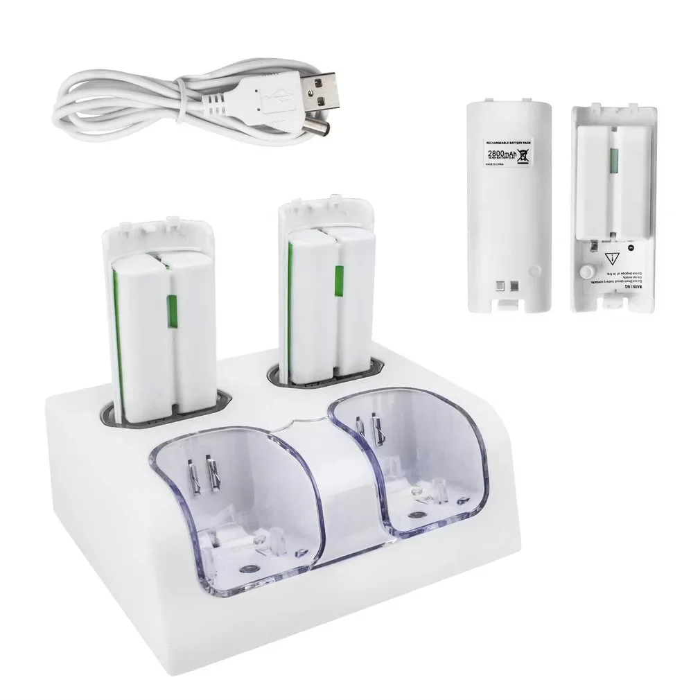 

New Remote Controller Dual Charging Dock Station + 4x 2800mAh Battery Pack gamepad charger with LED light