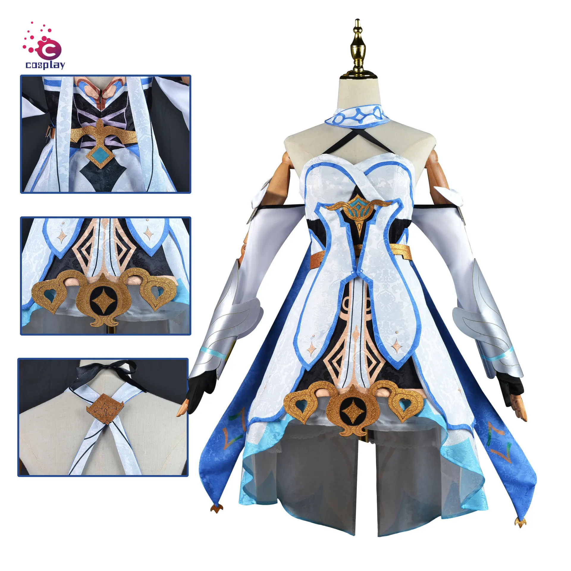 

Genshin Impact Lumine Cosplay Costume Adult Uniform Wig Anime Halloween Party Cute Suit Full Set Costumes Masquerade Women Game