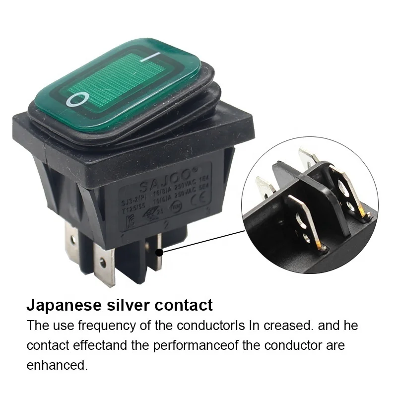 

16A 250VAC 30x22 Waterproof Rocker Switch 6pin DPDT ON OFF ON 12V 220V Red Green LED Light Rocker Switch